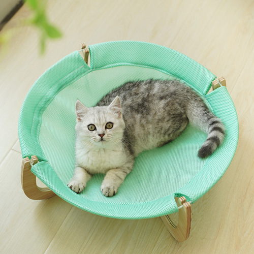 Meow Fairy cat bed pet round-legged marching hammock solid wood cat nest breathable four-season sunbathing artifact balcony