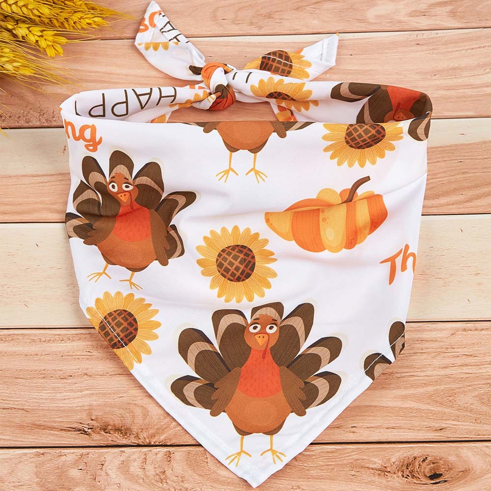 Suministro directo de fábrica transfronterizo nueva moda sarga bufanda de perro de Acción de Gracias Toalla de triángulo mascota perro poliéster Toalla de saliva