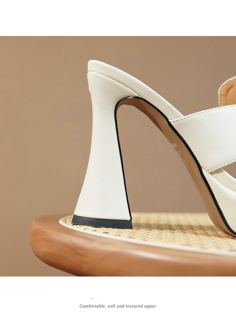 Sandal cao gót nữ hở mũi gót thô 11 cm kiểu mới mùa hè — trắng chi tiết 12