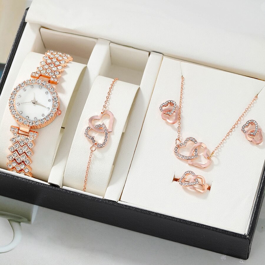 Foreign Trade Hot Diamond Elegant Jewelry Watch Jewelry Necklace Women's Watch Set Digital Watch Necklace Accessories suit