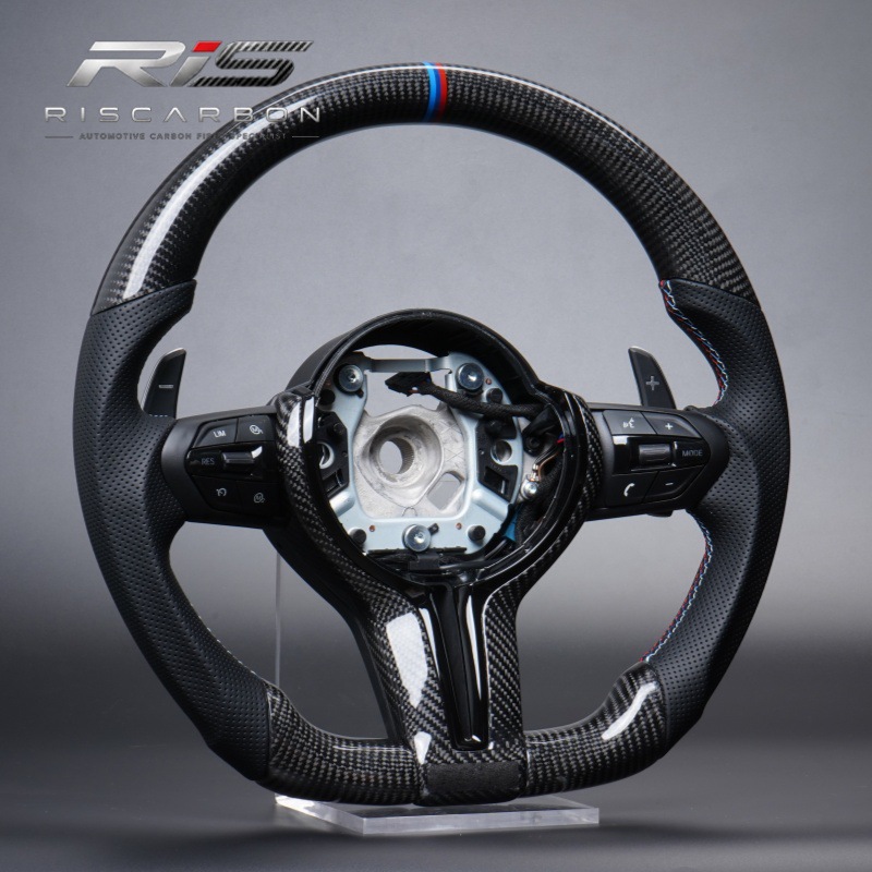 Black carbon fiber M flat-bottom steering wheel compatible with BMW F30F10F11F15F16F20F25F18M3M5