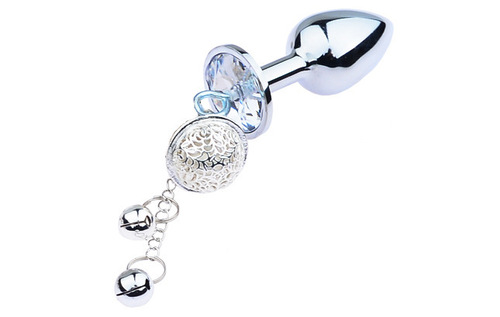 成人sm情趣用品金属铃铛肛塞核桃肛门塞后庭扩张圆形银色宫玲肛塞