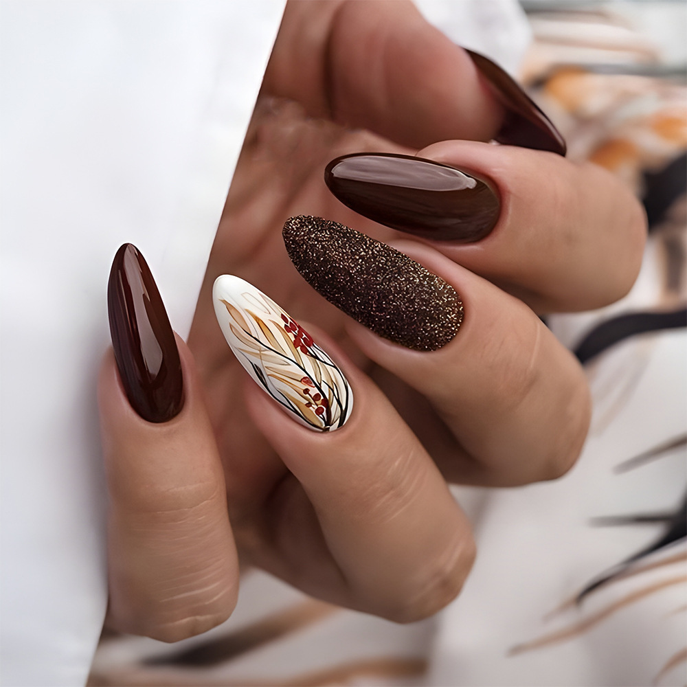 Meilad caramelo gotas de manicure simple parche de uñas polvo brillante Europa y América venta caliente oro otoño trigo usar uñas