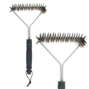 Outdoor Barbecue Grill Cleaning Brush 201 Stainless Steel Long Handle Curly Brush Picnic Wire Barbecue Brush