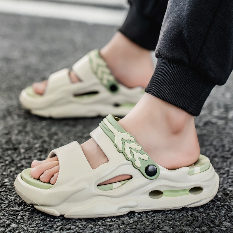 Zapatillas de dos colores para hombre, sandalias y zapatillas de plataforma antideslizantes para uso exterior en verano, deportes de playa, sandalias de doble uso para ocio al aire libre, hombres