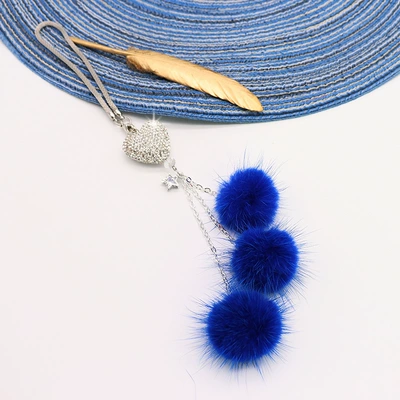 Car hanging – supplies - peach-heart-blue-mink-hair