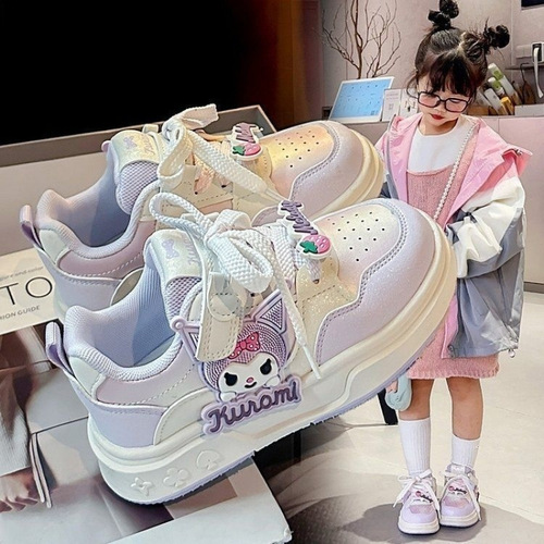 Children's sport shoes 2025 Spring soft sole casual Kuromi cartoon fashionable board shoes children waterproof versatile