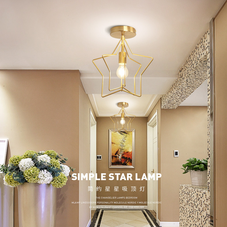 Nordic Creative Bedroom Lamp Personalized Five-pointed Star Lamp Industrial Style Children's Lamp Simple Aisle Iron Star Ceiling Lamp