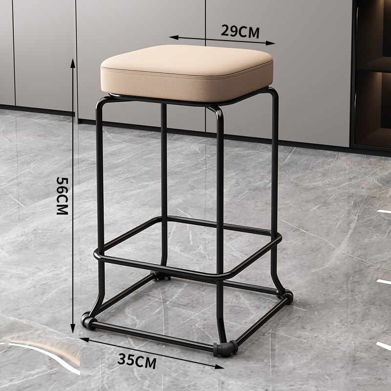 Taburete redondo de envoltura suave, silla de comedor de hierro forjado, taburete cuadrado sólido moderno, taburete de acero apilable para el hogar image 17