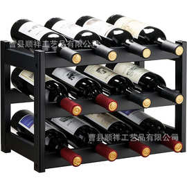 客厅酒柜摆件家用红酒柜架子置物架斜放多层酒架木质桌面红酒架