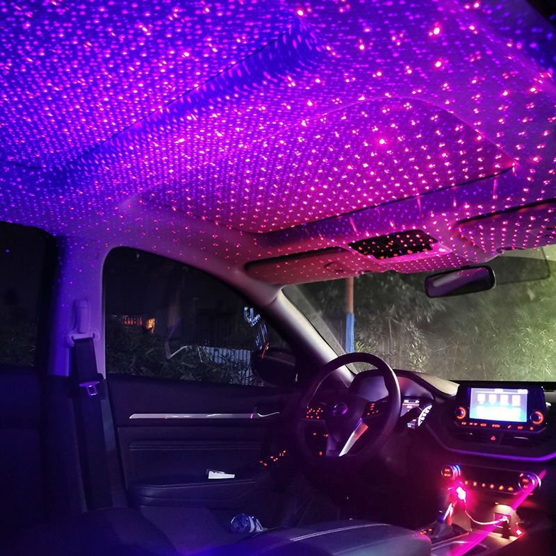 Luz de atmósfera de automóviles sin cableado, luz de atmósfera de automóviles con techo estrellado, decoración interior de automóviles, luz de ritmo de música USB