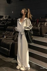 时尚套装女2025春秋新款韩版宽松显瘦外套休闲阔腿裤运动服三件套