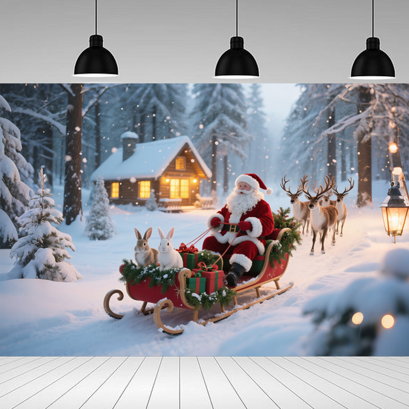 Nueva tela de fondo de Navidad 2025 La cortina de fondo de muñeco de nieve de madera marrón se utiliza para decorar pancartas navideñas navideñas