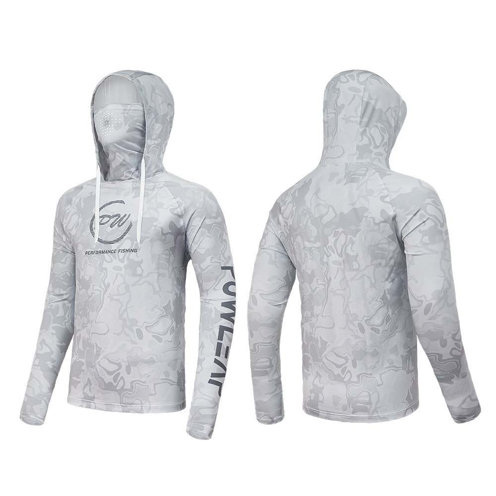 UPF50+专业防晒路亚垂钓服 防紫外线连帽带透气孔面罩速干钓鱼服