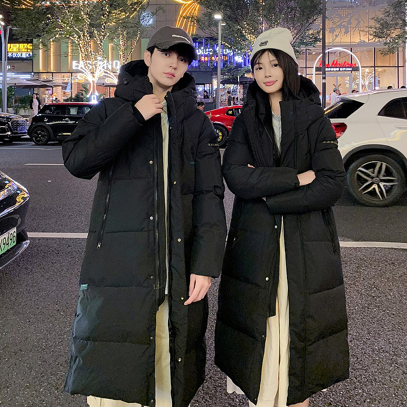 Ropa de algodón casual coreana para mujeres gruesa y cálida pareja con capuchón chaqueta de algodón de rodilla chaqueta de moda