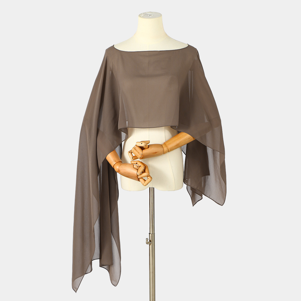 European and American cross-border solid color fashion versatile chiffon shawl for women, new autumn round-neck slim-fit cape with an elegant design