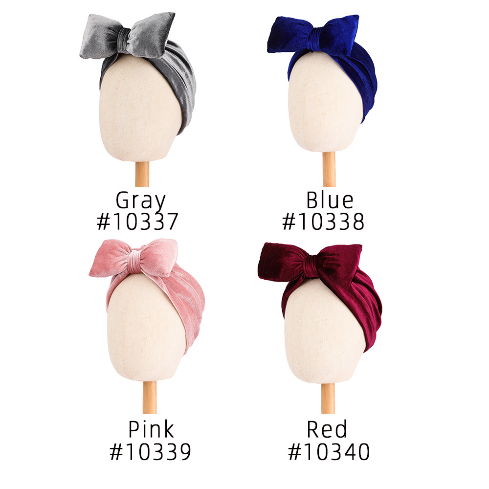 Velvet Brim Hat New Autumn/Winter Bow Tie Headband Hat European and American Fashion Warm Brim Hat Cross-border Hair Accessory