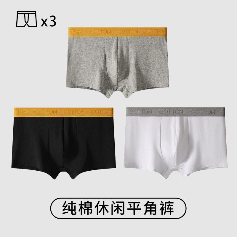 Pantalones interiores de algodón masculino 100% algodón antibacteriano de alta calidad pantalones cortos deportivos de ángulo plano de cuatro ángulos de algodón masculino