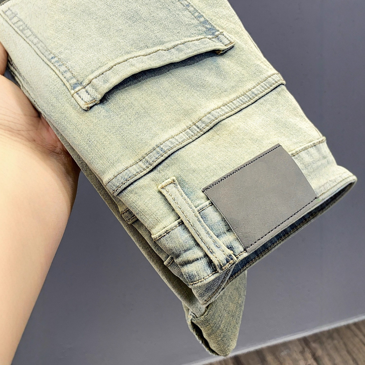Jeans da uomo slim fit elasticizzati in stile retrò, decorati con strass, pantaloni skinny pesanti e alla moda._voghion.com