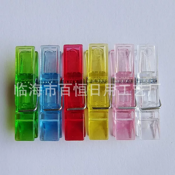 Cross-border spot color transparent 3.5*1*0.7cm plastic clip copper lamp string stationery photos Amazon