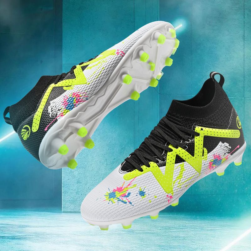 Zapatillas de Fútbol de Caña Alta de Cuero Sintético y TPU, Ligeras, para Césped Natural y Artificial