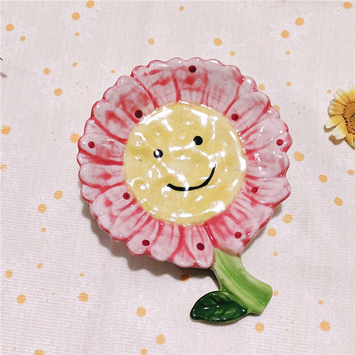 Cute High-Quality Appearance Flower Creative Ceramic Soap Dispenser Drainage Home Bathroom Sink Soap Holder Trendy