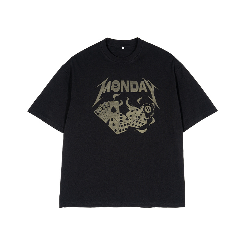 Camiseta americana de alta calidad, impresión de algodón suelta, ropa de moda para hombres, manga corta, casual para hombres