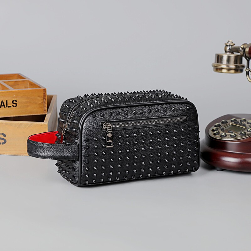 Fashionable Motorcycle Style Rivet Clutch Bag for Men, High-End Clutch Bag, Outing Toiletry Bag, Men's Bag, Halloween Gift