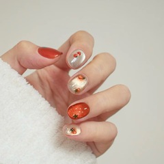 柿柿如意立體小番茄美甲貼片清新可愛貓眼穿戴甲顯白高級感新年款