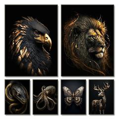 黄金の動物キャンバス絵画装飾絵画ポスター絵画コア Aliexpress temu Amazon 卸売販売