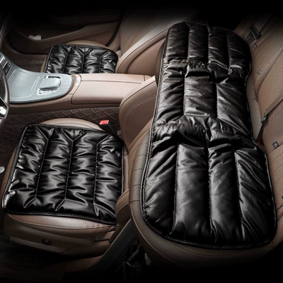 interior high-end soft breathable nappa | Seat cushion, seat cover - black-three-piece-set-for-the-whole-car