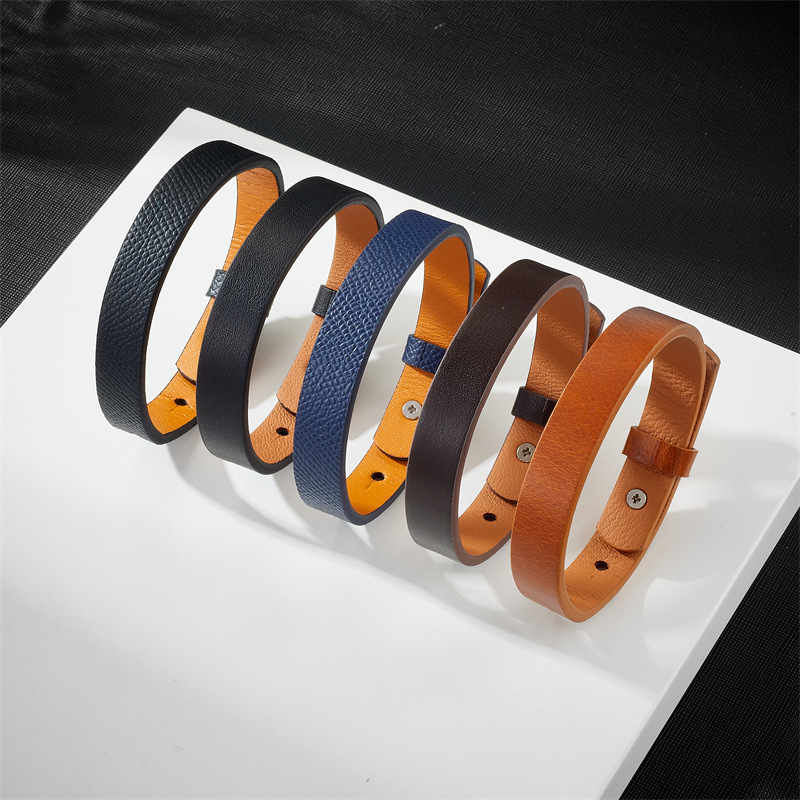 Foreign trade simple all-match men's and women's cowhide bracelet creative adjustable bracelet logo gift leather bracelet