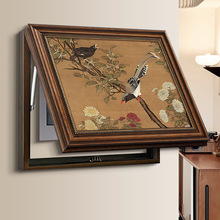 法式中国风客厅花鸟电表箱装饰画中古风走廊玄关电源盒复古挂画