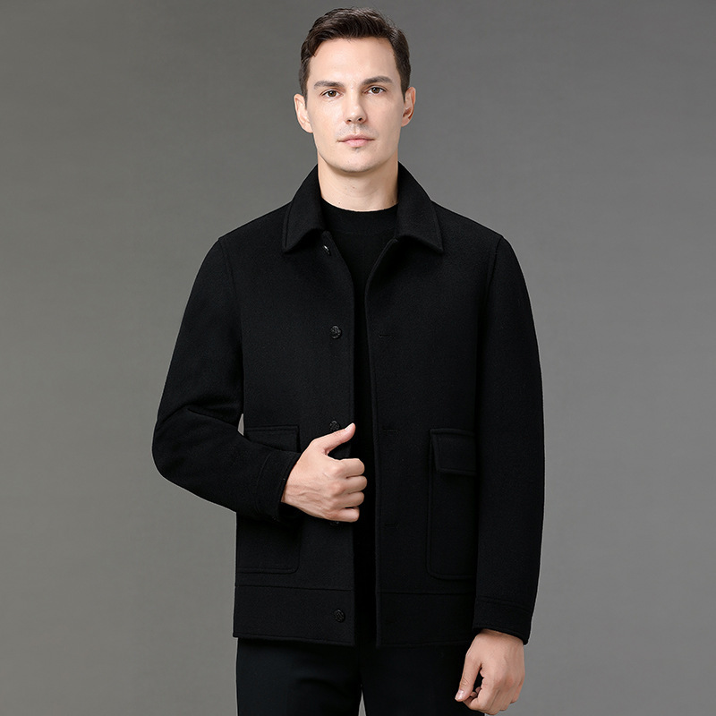 Counter high-grade detachable down liner wool coat short autumn and winter warm men's coat double-sided tweed overcoat jacket
