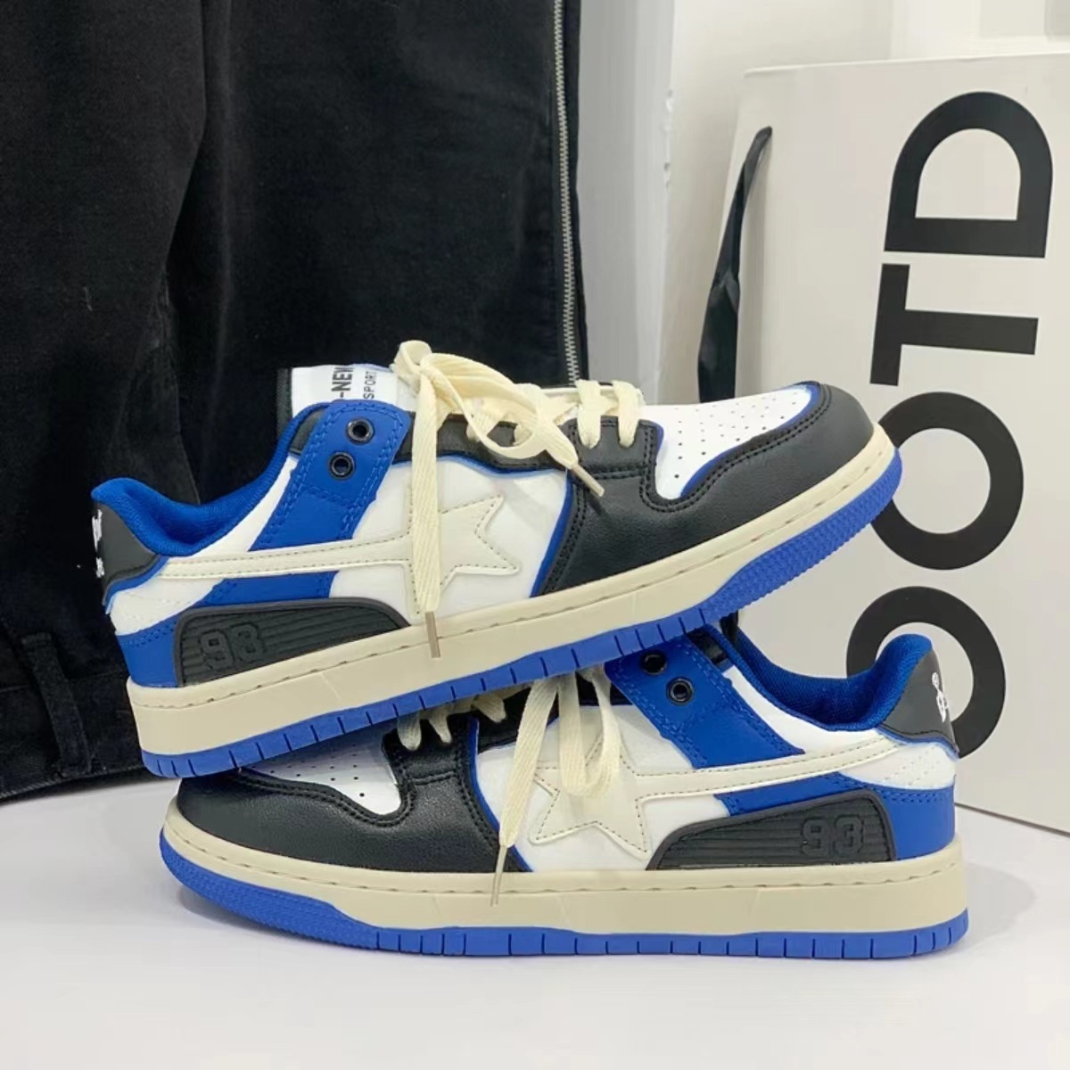 Moda nacional ins primavera y verano Zapatos de skate zapatos casuales transpirables para hombres y mujeres contraste color Meteor bajo Top estrella de cinco puntas