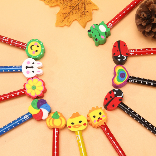 Pencil for children's study supplies, primary school awards, gifts, HB creative, cute cartoon, with eraser, stationery wholesale