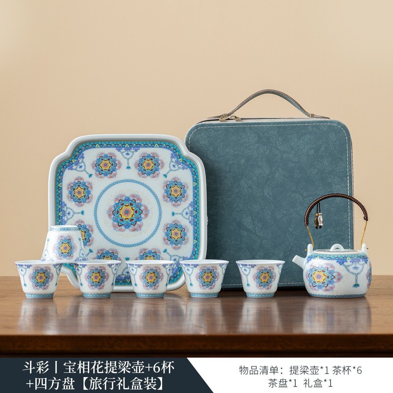 青白瓷斗彩功夫茶具套装高档泡茶壶茶杯送长辈领导父亲生日礼物|undefined