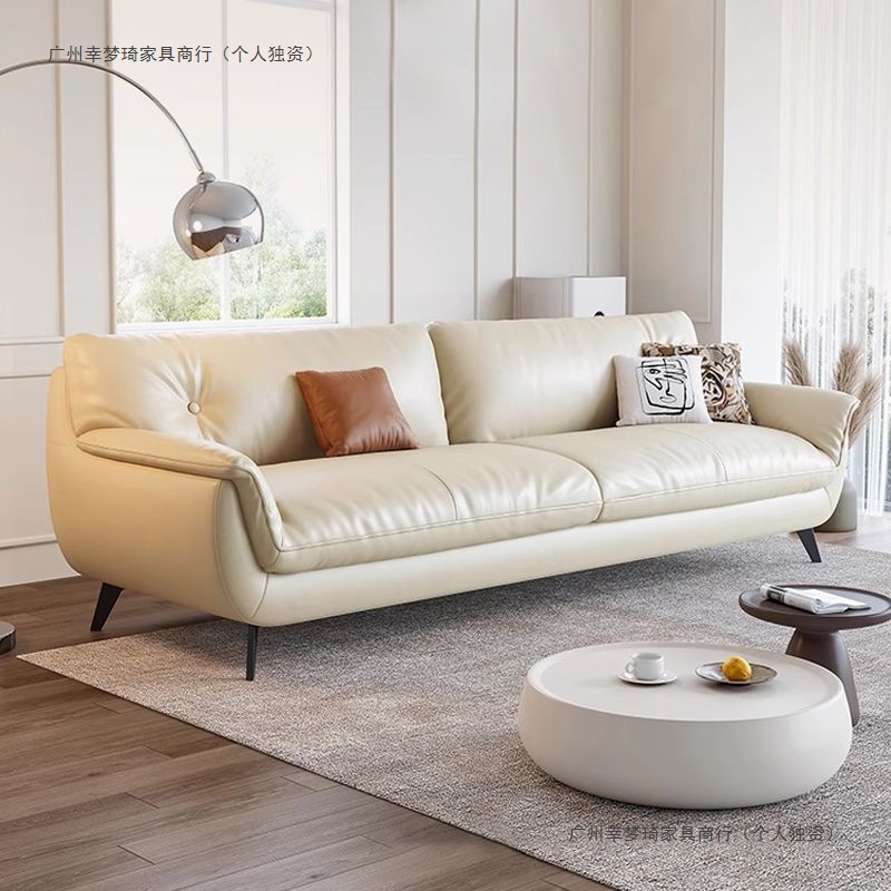2025 New Cat Claw Leather Sofa Simple Modern Italian Sofa Living Room Small Apartment Straight Sofa Rental Room