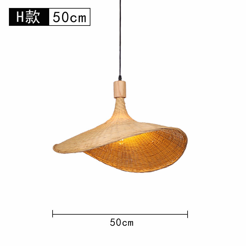 Lámpara de araña tejida de bambú Restaurante chino Lámpara de salón de té de linterna de bambú Restaurante japonés Sombrero de paja Lámpara de araña tejida de ratán B & B
