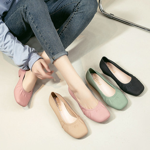 New style versatile square toe sandals women's summer fashion outerwear shallow mouth thick heel ladies shoes wholesale soft bottom casual foreign trade