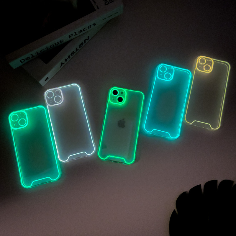 Suitable for iPhone 17 Promax Luminous Phone Case, Apple 16/12/11/X Transparent Material Silicone Protective Cover