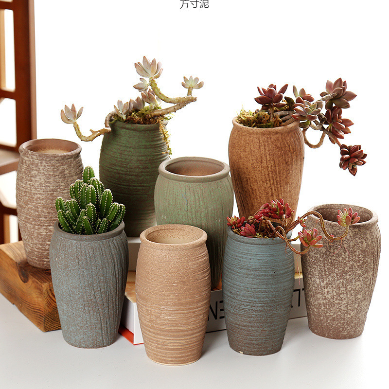 Succulent Flower Pots, Ceramic Coarse Pottery Pots, Purple Clay Pots, Personalized Small and Medium-Sized Pots for Old Plants