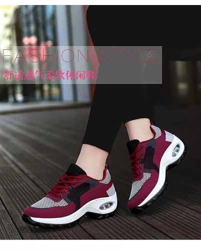 Cross-border spring and autumn women's single shoes, air-cushion sneakers, color matching walking running shoes, fashionable fly-woven mesh breathable women's shoes