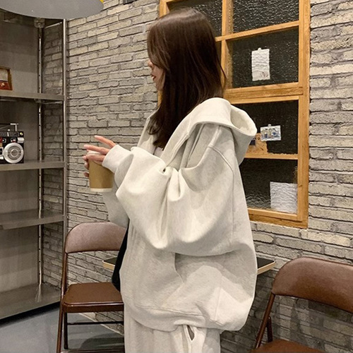 Relaxed Hooded Sweatshirt Sweatshirt Women's Autumn/Winter 2024 New Thick Jimo Sweatshirt Casual Leisure Style Outerwear
