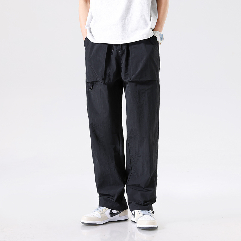 Men's Summer Thin Pants, Trendy Brand, Stretch, Quick-Drying, Sporty Casual Long Pants with Large Pockets