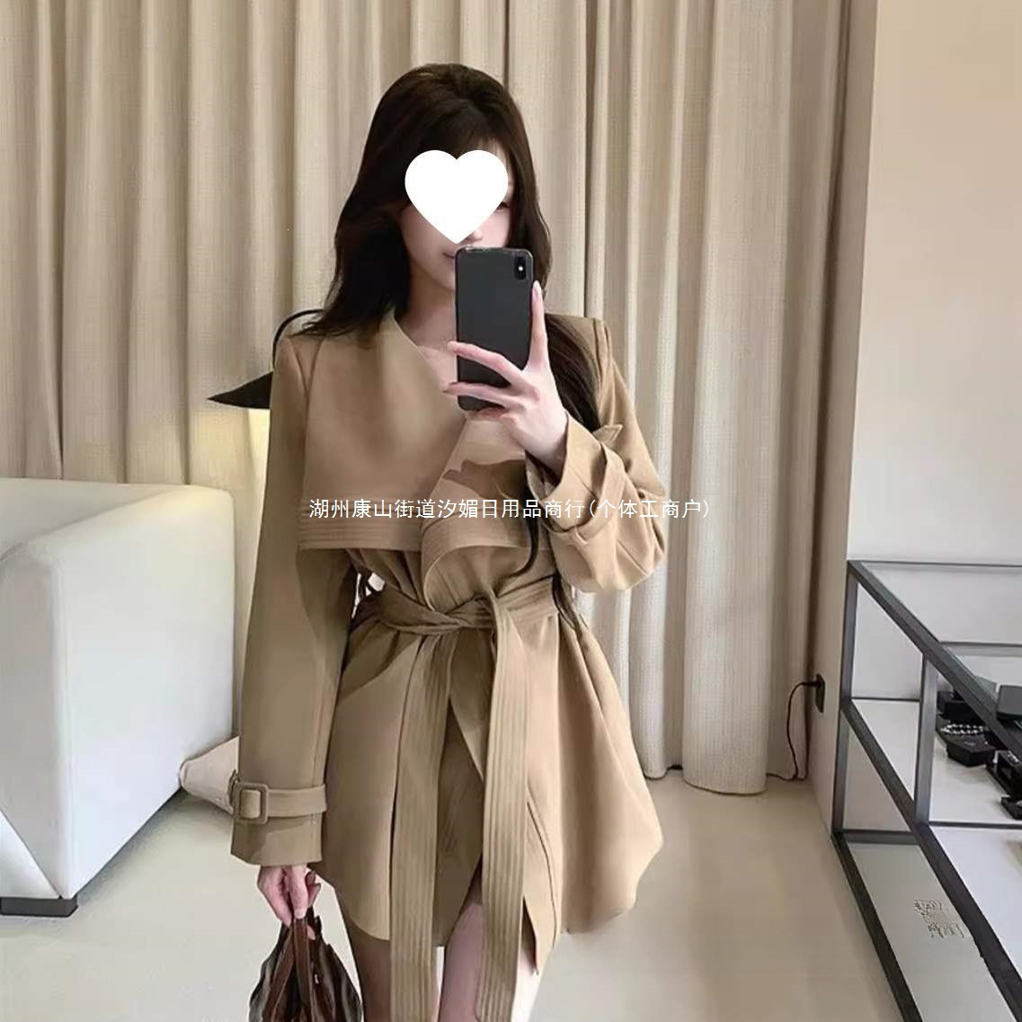 卡其色风衣外套女秋季新款收腰显瘦纯色英伦风小个子翻领大衣女