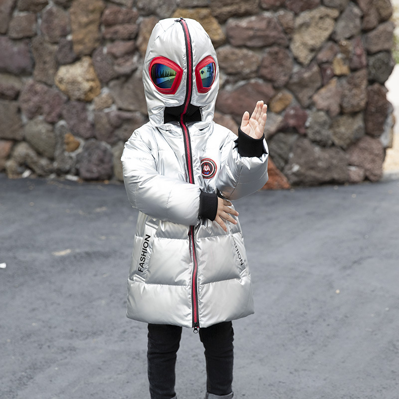 新款ABC奥特曼中小童加厚男童羽绒服中长款儿童装亮面免洗冬外套