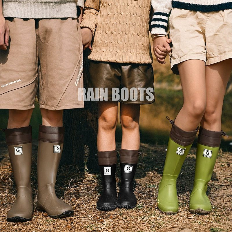 Мужские и женские складные уличные резиновые сапоги для пар и родителей, средние и высокие альпинистские резиновые сапоги, нескользящая водонепроницаемая обувь для походов и рыбалки.