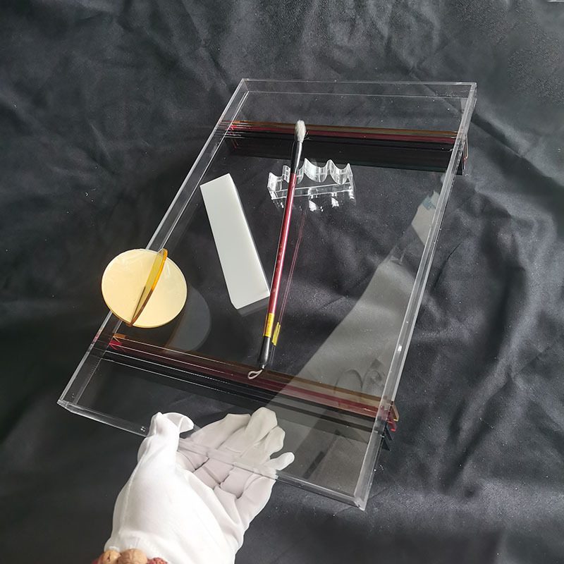 亚克力简约彩色拼接底座托盘水果小零食茶水摆放盘北欧风彩色托盘