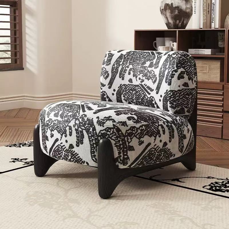 Silla de sofá individual de sala de estar de estilo crema, balcón de lujo ligero, silla individual de ocio, sofá pequeño de diseño minimalista